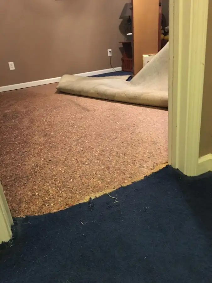 Carpet pad removal revealing water damage during Drying & Dehumidification in Winnemucca