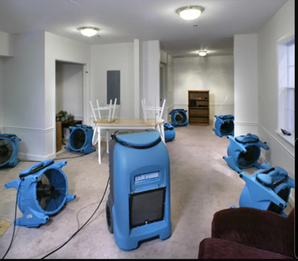Air movers and dehumidifier setup for Water Damage Restoration in Winnemucca