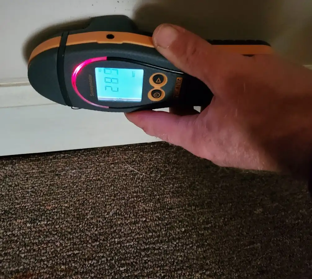 Moisture detection at baseboard during Burst Pipe Cleanup in Winnemucca